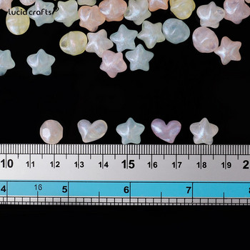 9-12 mm 50 бр. Macaron цвят акрилни мъниста звезда във формата на сърце с дупка мъниста талисмани гривна колие мъниста за изработка на бижута Направи си сам