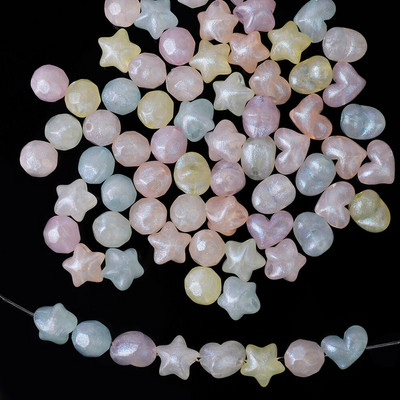 9-12mm 50 buc. Mărgele acrilice de culoare macaron în formă de inimă de stea cu mărgele cu găuri Charms brăţară colier margele pentru realizarea de bijuterii DIY