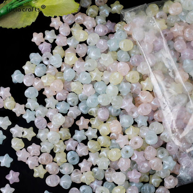 9-12mm 50 buc. Mărgele acrilice de culoare macaron în formă de inimă de stea cu mărgele cu găuri Charms brăţară colier margele pentru realizarea de bijuterii DIY