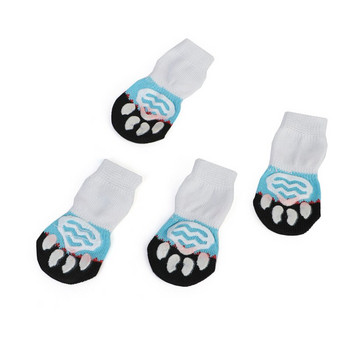 4 бр. Топли чорапи за кученца Меки плетени чорапи за домашни любимци Сладки анимационни чорапи против приплъзване Топли обувки за кученца Малки средни кучета Продукт за домашни любимци