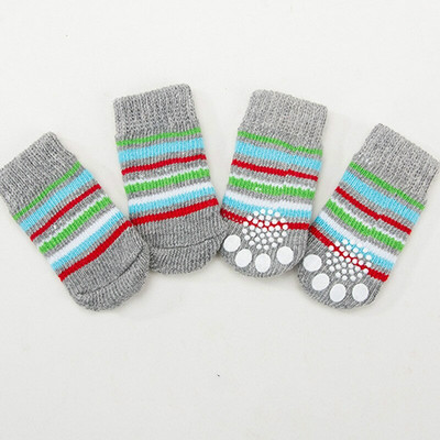 4 бр. Топли чорапи за кученца Меки плетени чорапи за домашни любимци Сладки анимационни чорапи против приплъзване Топли обувки за кученца Малки средни кучета Продукт за домашни любимци