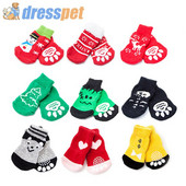 Ponožky pre psov, doplnky pre topánky, 4 ks, protišmykové ponožky, teplé, pre malé mačky, psy, pletené, pre domáce zvieratá, zimné, pre odtlačky labiek, pre čivavy, hrubé chrániče, športové