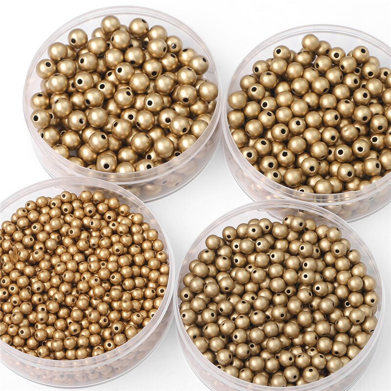 Nouă sosire 3/4/5/6/7/8/10/12mm ABS imitație de perle de culoare auriu margele rotunde spațiale libere pentru bricolaj accesorii și bijuterii