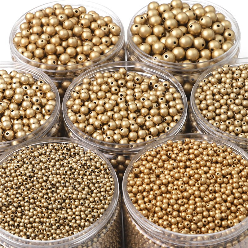 Nouă sosire 3/4/5/6/7/8/10/12mm ABS imitație de perle de culoare auriu margele rotunde spațiale libere pentru bricolaj accesorii și bijuterii