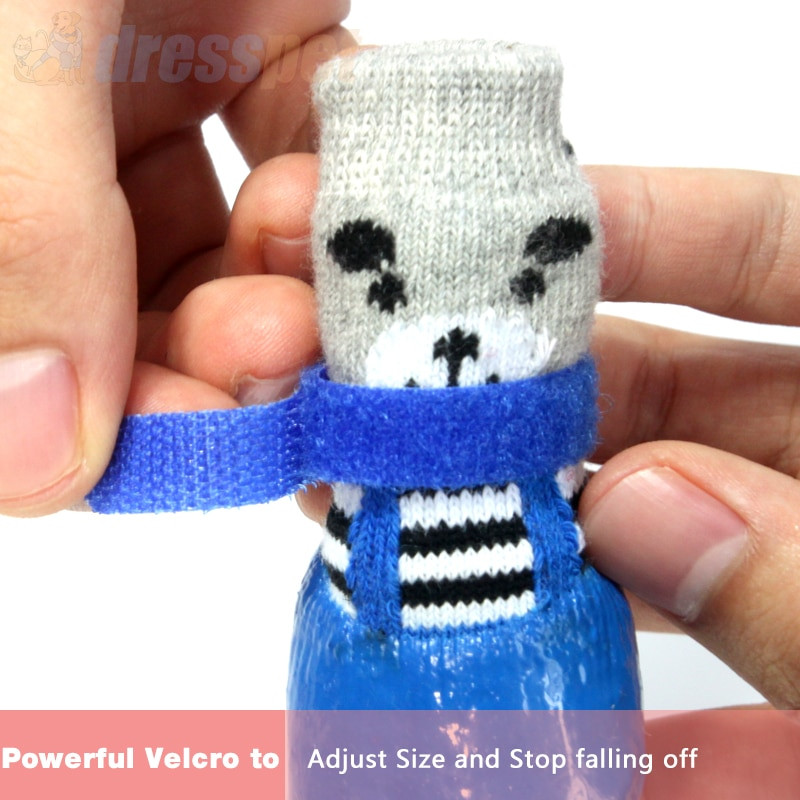 4 buc/set drăguț din cauciuc din bumbac pantofi pentru câini pentru animale de companie, impermeabili, anti-alunecare, cizme de zăpadă, șosete pentru cățeluși, pisici mari și mici