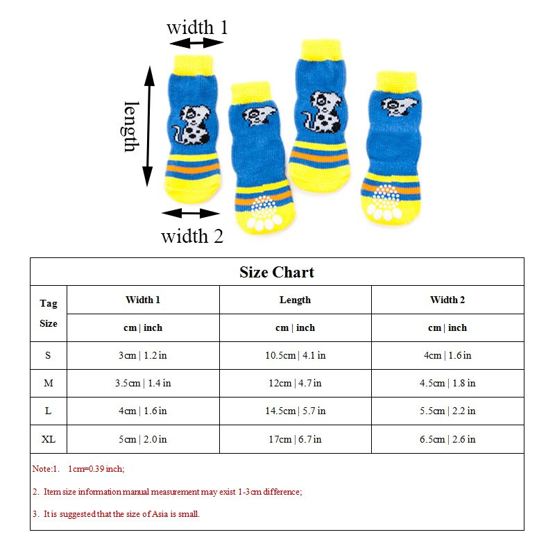 4 ks/sada roztomilých teplých ponožiek do psov, nepremokavých, protišmykových, dažďových čižiem do snehu, gumených bavlnených ponožiek, topánok do domácich zvierat pre šteniatka a mačky, obuv pre psov