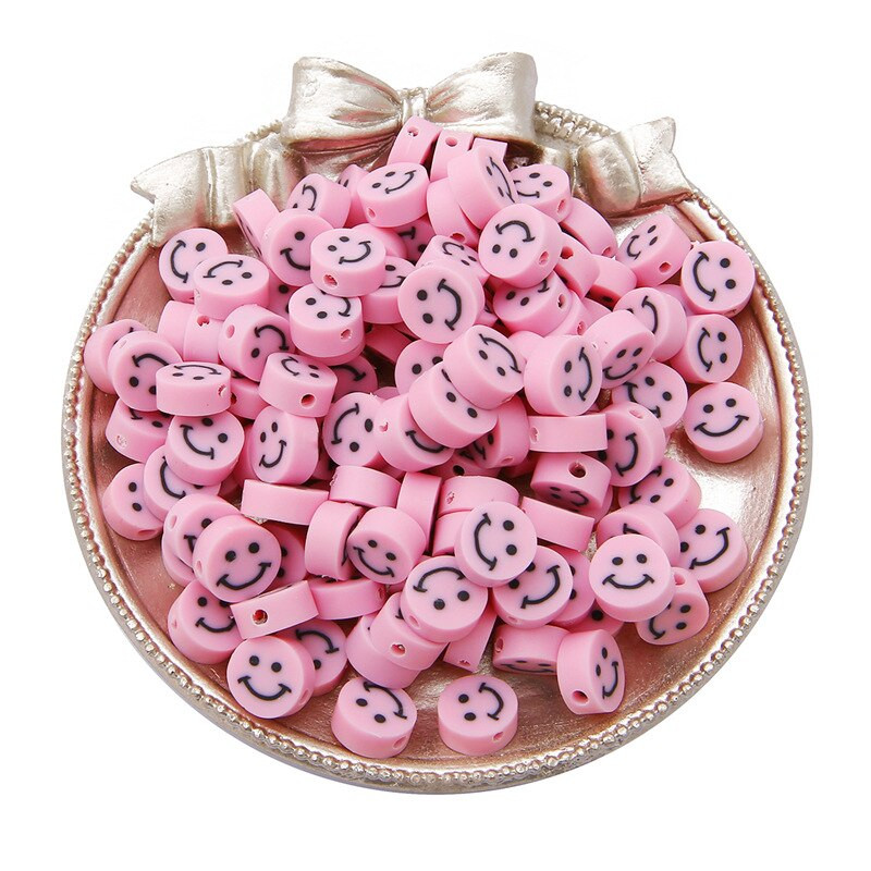 30 бр. 10 мм глинени дистанционни плоски мъниста, кръгли мъниста с усмихнато лице, мъниста от полимерна глина за изработка на бижута Направи си сам ръчно изработен аксесоар