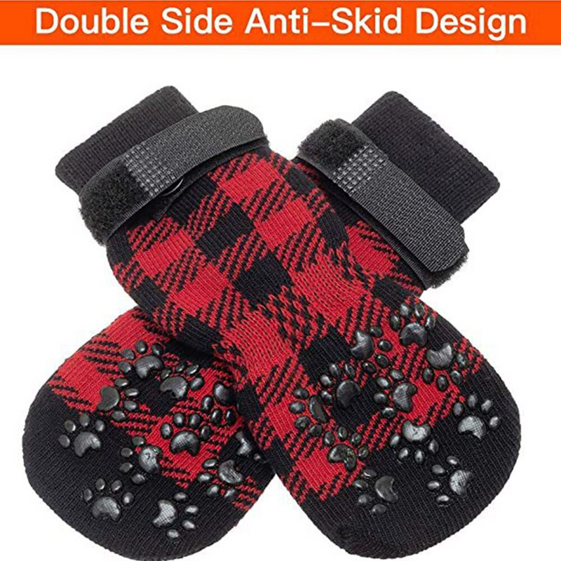 Șosete de iarnă pentru câine de companie Sosete calde tricotate pentru câini și pisici mici de Crăciun de protecție cu gheare groase Șosete pentru câini Accesorii pentru ghete 4 buc.