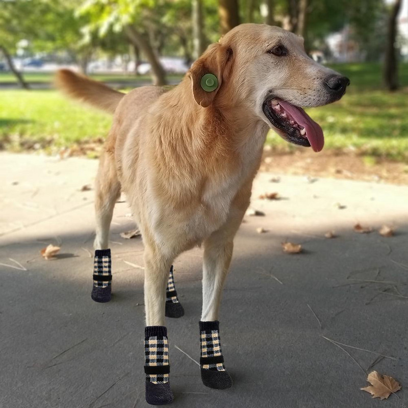Šunų kojinės, skirtos žiemai, šiltos neslystančios naminių gyvūnėlių letenų apsaugos su reguliuojamais dirželiais 2 poros vandeniui atsparūs batai šunims, neslystantys, vandeniui atsparūs batai