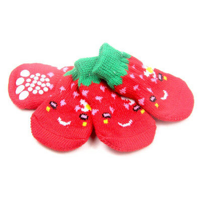 4 tk/komplekt jõulud Lemmiklooma sokid Sügistalvised Libisemisvastased Väikesed Koerad Kingad Paks Soe Käpakaitse Armas Kutsikas Kassi Saabas