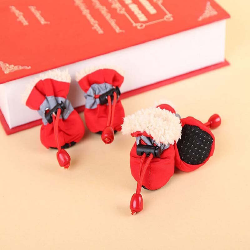 4 бр./компл. Водоустойчиви зимни обувки за домашни кучета Противоплъзгащи се ботуши за дъжд и сняг Обувки Дебели топли за малки котки Кученца Чорапи Ботуши