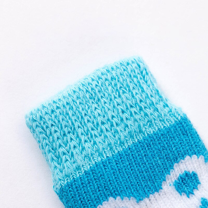 Pletené protišmykové ponožky pre šteniatka, návlek na psie labky, teplé ponožky s plyšovým motýlikom, bavlnené ponožky s kreslenými postavičkami, 4 páry, potreby pre domáce zvieratá