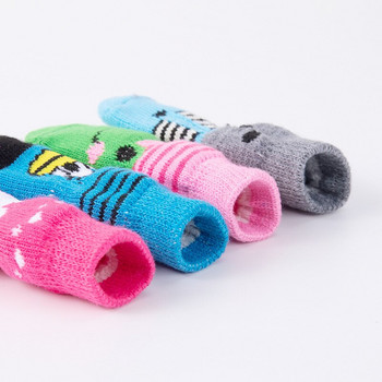 4 τεμ. Χειμερινές αντιολισθητικές κάλτσες για σκύλους κατοικίδιων ζώων Μικρά σκυλιά γάτας που πλέκουν ζεστές κάλτσες Chihuahua Χοντρό προστατευτικό ποδιών Κάλτσες για σκύλους Μποτάκια αξεσουάρ