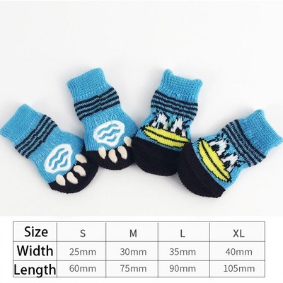 4 ks Zimné protišmykové ponožky pre psov, pletené teplé ponožky pre malé mačky a psy, hrubé chrániče labiek, ponožky pre psov, topánočky, doplnky