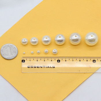 6/8/10//12MM акрилни дистанционни мъниста ABS перли с половин дупки Кръгли свободни мъниста за изработка на бижута Направи си сам облекло перли мъниста