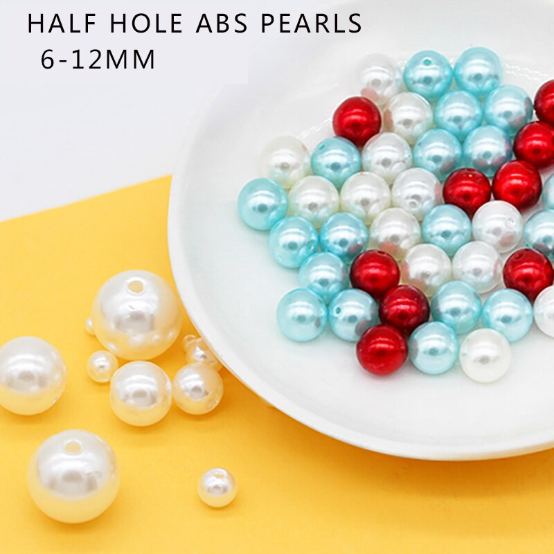 6/8/10//12MM margele acrilice distanțiere Perle ABS Jumătăți găuri Mărgele rotunde libere pentru fabricarea de bijuterii DIY articole de îmbrăcăminte Perle margele