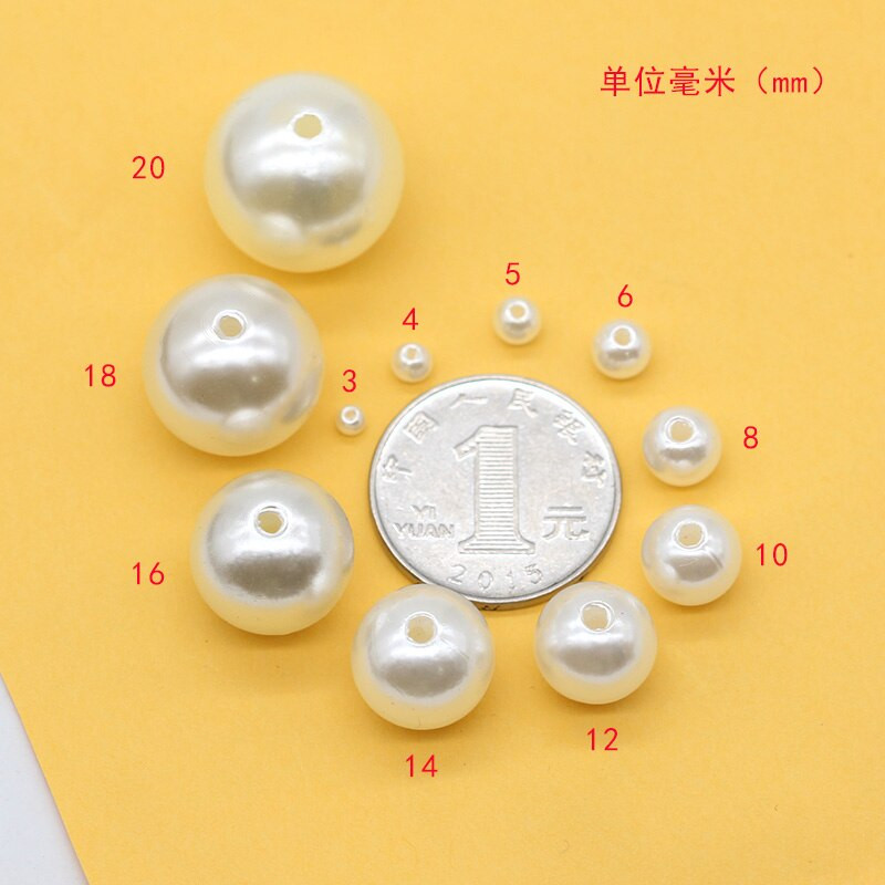 6/8/10//12MM margele acrilice distanțiere Perle ABS Jumătăți găuri Mărgele rotunde libere pentru fabricarea de bijuterii DIY articole de îmbrăcăminte Perle margele