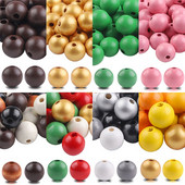 40 бр./лот 16 мм цветни плътни естествени занаятчийски мъниста, полирани кръгли дървени мъниста за дома, Северна Европа, консумативи за коледна украса