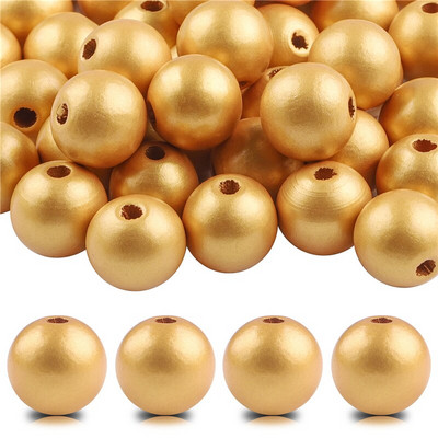 40 бр./лот 16 мм цветни плътни естествени занаятчийски мъниста, полирани кръгли дървени мъниста за дома, Северна Европа, консумативи за коледна украса