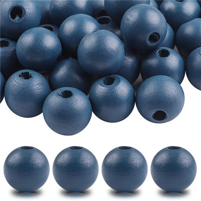 40 бр./лот 16 мм цветни плътни естествени занаятчийски мъниста, полирани кръгли дървени мъниста за дома, Северна Европа, консумативи за коледна украса