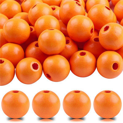 40 бр./лот 16 мм цветни плътни естествени занаятчийски мъниста, полирани кръгли дървени мъниста за дома, Северна Европа, консумативи за коледна украса