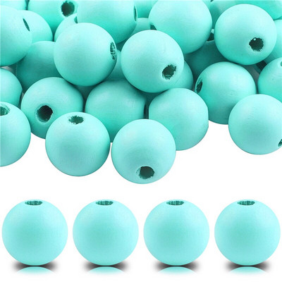 40 бр./лот 16 мм цветни плътни естествени занаятчийски мъниста, полирани кръгли дървени мъниста за дома, Северна Европа, консумативи за коледна украса