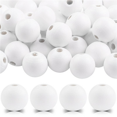 40 бр./лот 16 мм цветни плътни естествени занаятчийски мъниста, полирани кръгли дървени мъниста за дома, Северна Европа, консумативи за коледна украса