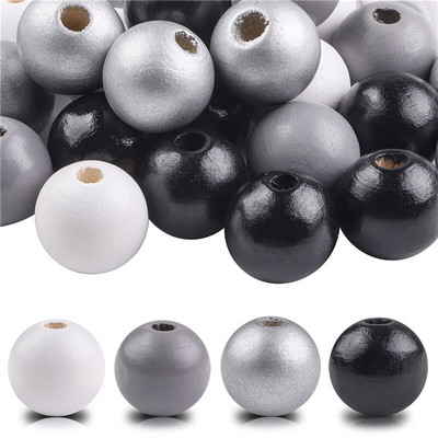 40 бр./лот 16 мм цветни плътни естествени занаятчийски мъниста, полирани кръгли дървени мъниста за дома, Северна Европа, консумативи за коледна украса