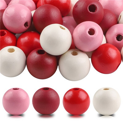 40 бр./лот 16 мм цветни плътни естествени занаятчийски мъниста, полирани кръгли дървени мъниста за дома, Северна Европа, консумативи за коледна украса