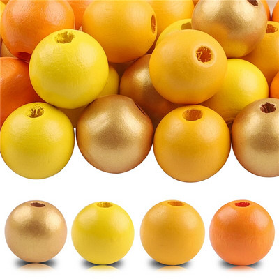 40 бр./лот 16 мм цветни плътни естествени занаятчийски мъниста, полирани кръгли дървени мъниста за дома, Северна Европа, консумативи за коледна украса