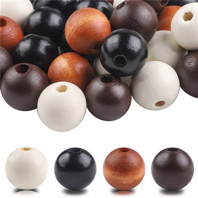 40 бр./лот 16 мм цветни плътни естествени занаятчийски мъниста, полирани кръгли дървени мъниста за дома, Северна Европа, консумативи за коледна украса