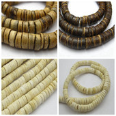 2 22 colių natūralaus kokoso stulpelio Heishi karoliukai 8 mm