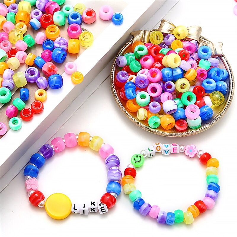 50-100 bucăți 6x9mm/8x11mm margele acrilice gaură mare pentru îmbrăcăminte pantofi rezistente la uzură opace articole de îmbrăcăminte pentru cusut