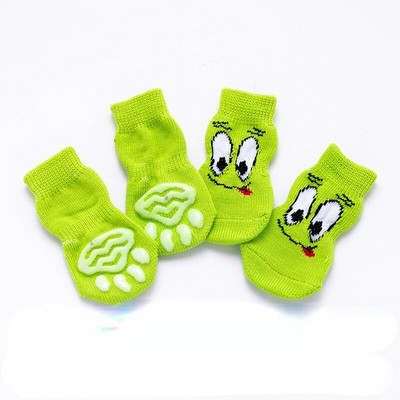 Pachet de 4 șosete pentru câini, desene animate, anti-alunecare, pantofi pentru cățeluși, husă cu imprimare pentru picior, protecție pentru labele de companie pentru câine de talie mică, chihuahua, spitz, Yorkie