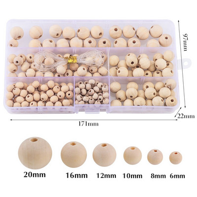 Ümmargused puidust helmed, 10/12/14/16/20 mm lahtised vahetükid, keskkonnasõbralikud naturaalset värvi helmed rõivaste ehete valmistamiseks isetegemise tarvikute jaoks