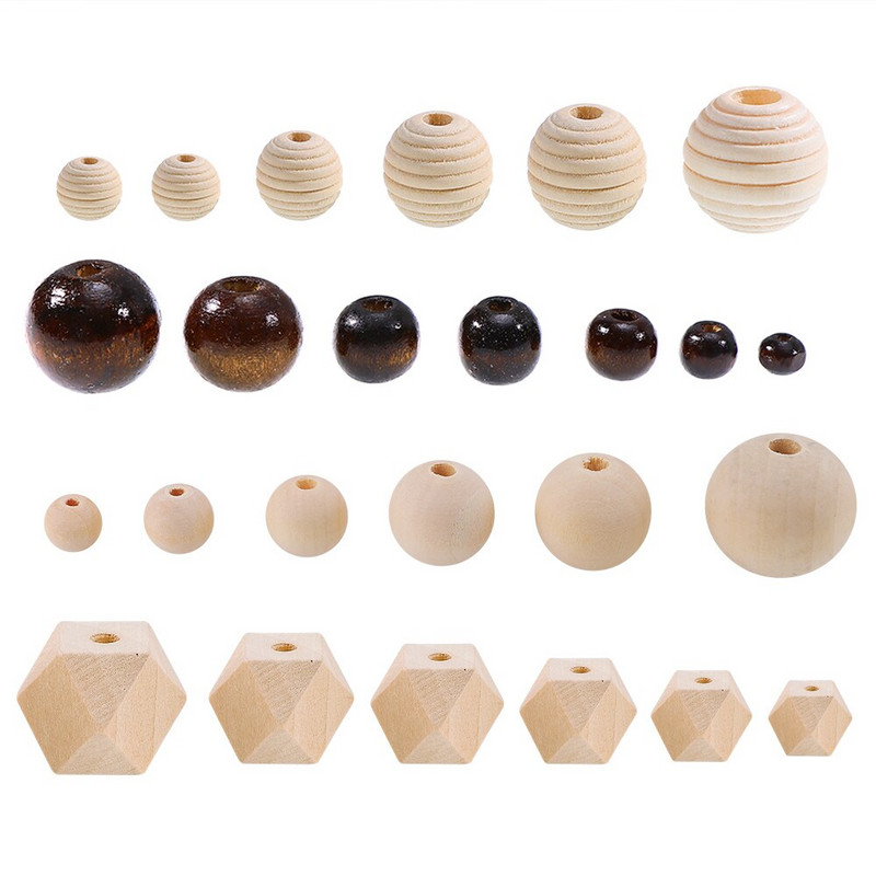 Ümmargused puidust helmed, 10/12/14/16/20 mm lahtised vahetükid, keskkonnasõbralikud naturaalset värvi helmed rõivaste ehete valmistamiseks isetegemise tarvikute jaoks