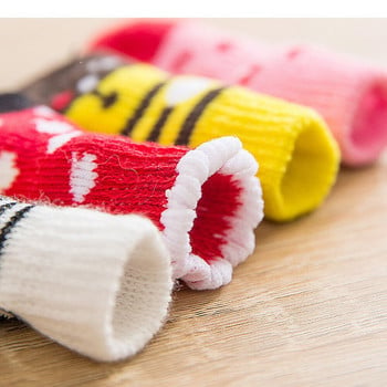 4 бр./компл. Зимни чорапи за кучета Противоплъзгащи се Топли плетени чорапи за котки Протектор Лапа Кучешки ботуши Аксесоари Чорапи за кучета Консумативи за чихуахуа