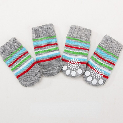 4 ks/sada zimných ponožiek pre psov, protišmykové teplé pletené ponožky pre mačky, chrániče labiek, topánočky pre psov, doplnky, ponožky pre čivavy