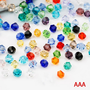 QIAO 4 mm Crystal Bicone Beads Блестящи кристални бижута за Направи си сам Гривна Колие Handicarft Блестящи стъклени мъниста Аксесоари