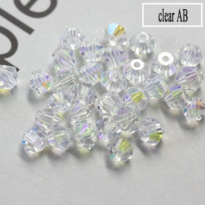 QIAO 4mm krištáľové bikonické korálky, trblietavé krištáľové šperky pre DIY náramok, náhrdelník, remeselné lesklé sklenené korálky, príslušenstvo