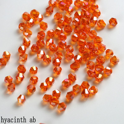 QIAO 4mm krištáľové bikonické korálky, trblietavé krištáľové šperky pre DIY náramok, náhrdelník, remeselné lesklé sklenené korálky, príslušenstvo