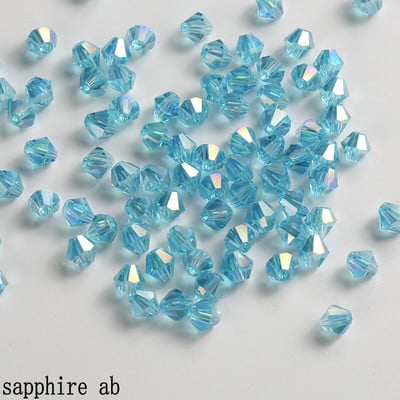 QIAO 4mm krištáľové bikonické korálky, trblietavé krištáľové šperky pre DIY náramok, náhrdelník, remeselné lesklé sklenené korálky, príslušenstvo