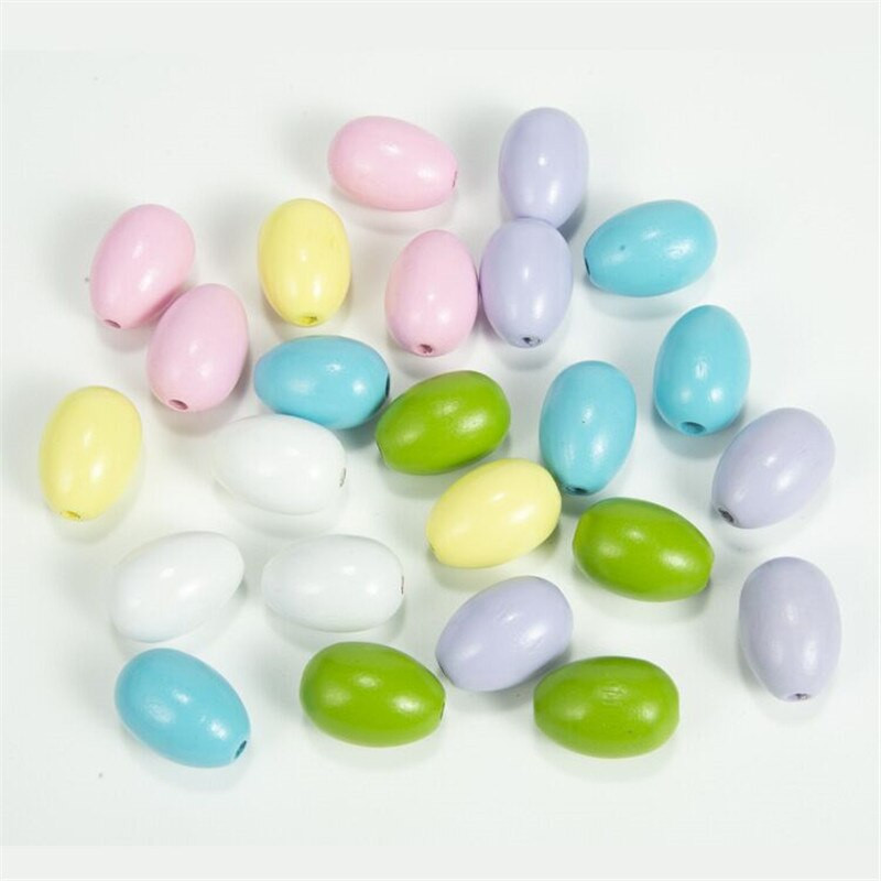 2,5-3CM kvetinové vajíčko v tvare veľkonočných drevených korálkov voľné farebné korálky na veľkonočné ručné práce DIY dekorácia darček