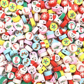 30 buc/lot 10 mm margele cu model de Crăciun margele de distanțare din argilă polimerică margele libere pentru realizarea de bijuterii, accesorii pentru lanțuri de mână DIY