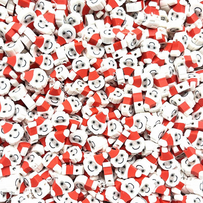 30 buc/lot 10 mm margele cu model de Crăciun margele de distanțare din argilă polimerică margele libere pentru realizarea de bijuterii, accesorii pentru lanțuri de mână DIY