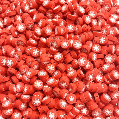 30 buc/lot 10 mm margele cu model de Crăciun margele de distanțare din argilă polimerică margele libere pentru realizarea de bijuterii, accesorii pentru lanțuri de mână DIY