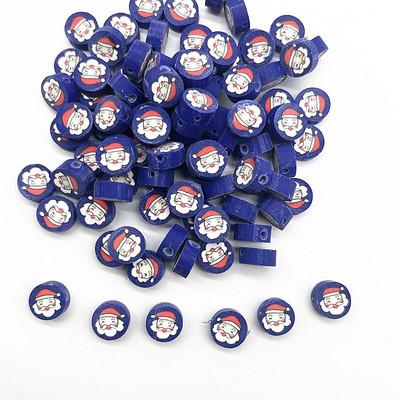 30 buc/lot 10 mm margele cu model de Crăciun margele de distanțare din argilă polimerică margele libere pentru realizarea de bijuterii, accesorii pentru lanțuri de mână DIY