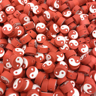 30 ks 10 mm Tai Chi dizajn polymérovej hliny dištančné voľné korálky odevné korálky výroba šperkov DIY náramkové doplnky #RoLi03