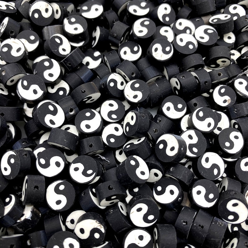 30 ks 10 mm Tai Chi dizajn polymérovej hliny dištančné voľné korálky odevné korálky výroba šperkov DIY náramkové doplnky #RoLi03