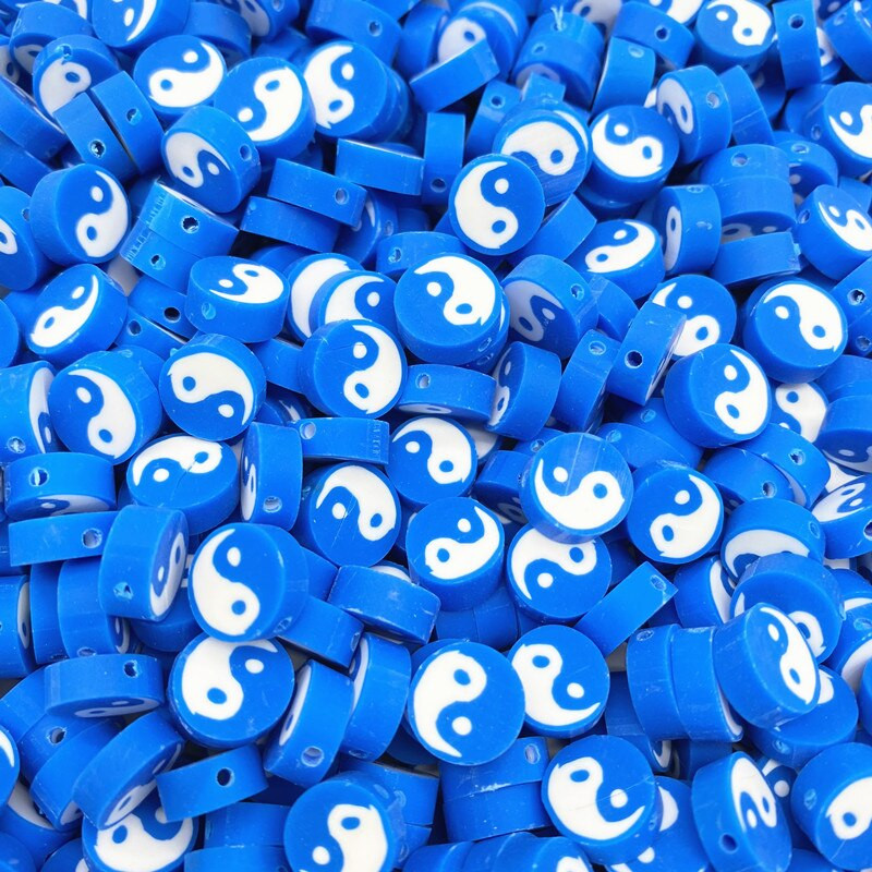 30 ks 10 mm Tai Chi dizajn polymérovej hliny dištančné voľné korálky odevné korálky výroba šperkov DIY náramkové doplnky #RoLi03